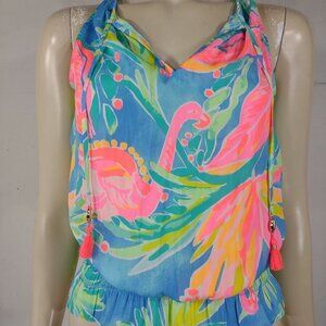 NWT Lilly Pulitzer blue pink orange green Kellen sleeveless tank top blouse XXS